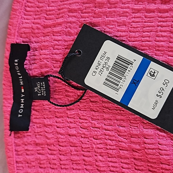 Tommy Hilfiger Women Pink Short Puff sleeve Button Down Front Top Blouse Size XL - Picture 9 of 10